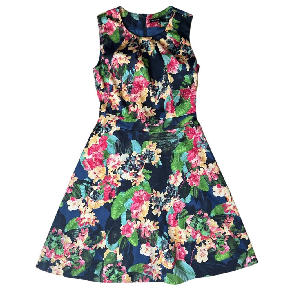 Karen‎ Millen Floral Mini Dress Women's Navy Pockets Women's Size 4